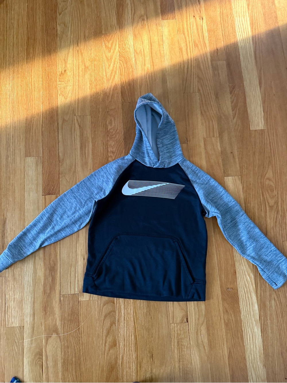 Nike Black Hoodie with White Tag and Small Swoosh- Boys Medium